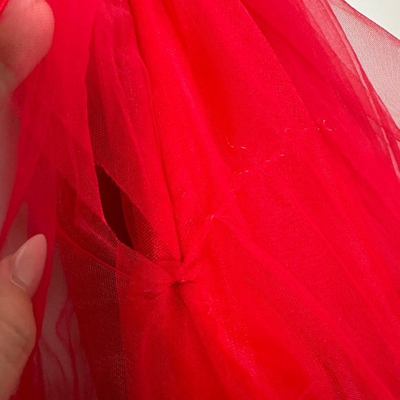Sherri Hill Red & Silver Tulle Strapless Mini Dress - Picture 13 of 15